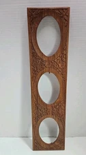 Vintage Triple Oval Carved Wood Picture Frame Ornate Photo Display 18.75×4.75