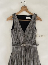 Eliza J Gold Silver Metallic Gown Dress 2 Belted Sleeveless Event Gala Formal