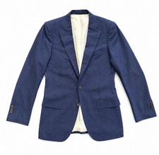 Suitsupply Sport Coat Men 40L Navy Blue Lazio Pinstripe Drago Wool Blazer