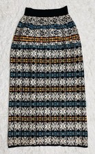 Vintage 1960s Woven Aztec Print 26" Elastic Waist Maxi Skirt