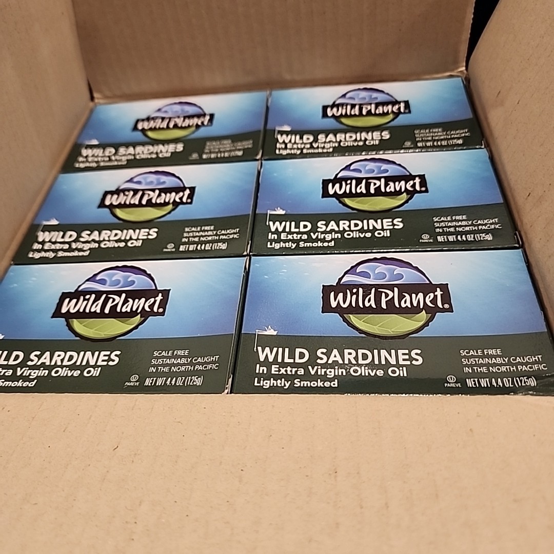 12 4.4 Oz Cabs  Wild Planet Wild Sardines Olive Oil, Lightly Smoked, Tinned