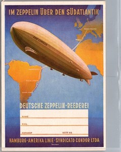 Mint Germany LZ 127 Graf Zeppelin Airship  Baggage Luggage Label South America