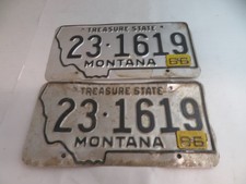 VINTAGE 1966 MONTANA PRISON MADE LICENSE PLATE SET