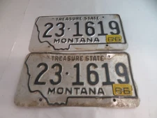 VINTAGE 1966 MONTANA PRISON MADE LICENSE PLATE SET