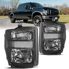 Headlight for 2008-2010 Ford F250 F350 F450 F550 Super Duty Black Clear