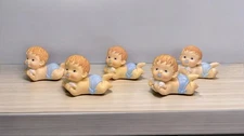 5 CWI Brand Baby Figurines Vintage Baby Shower Gift Decor Crafts 2” T Blue NWT