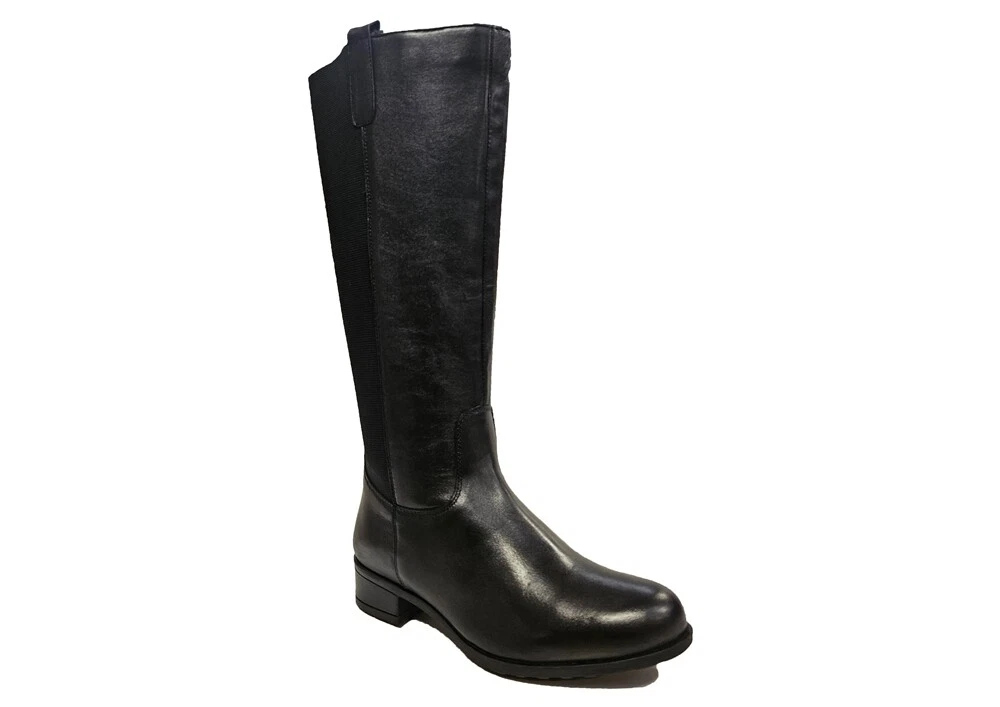 Knee high black boots wide fit cheap