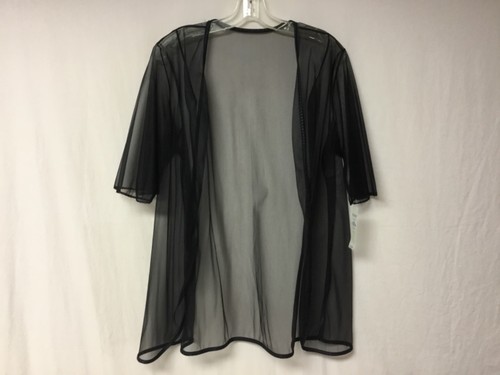 USA Made Nancy King Lingerie See Thru Bed Jacket Short Robe Medium Black #453L - Afbeelding 1 van 2