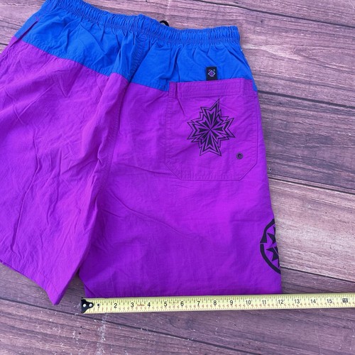 Vintage Gotcha Shorts Mens M Spellout Logo Purple Blue Tribal 90s Surf Skate 80s - Picture 9 of 10
