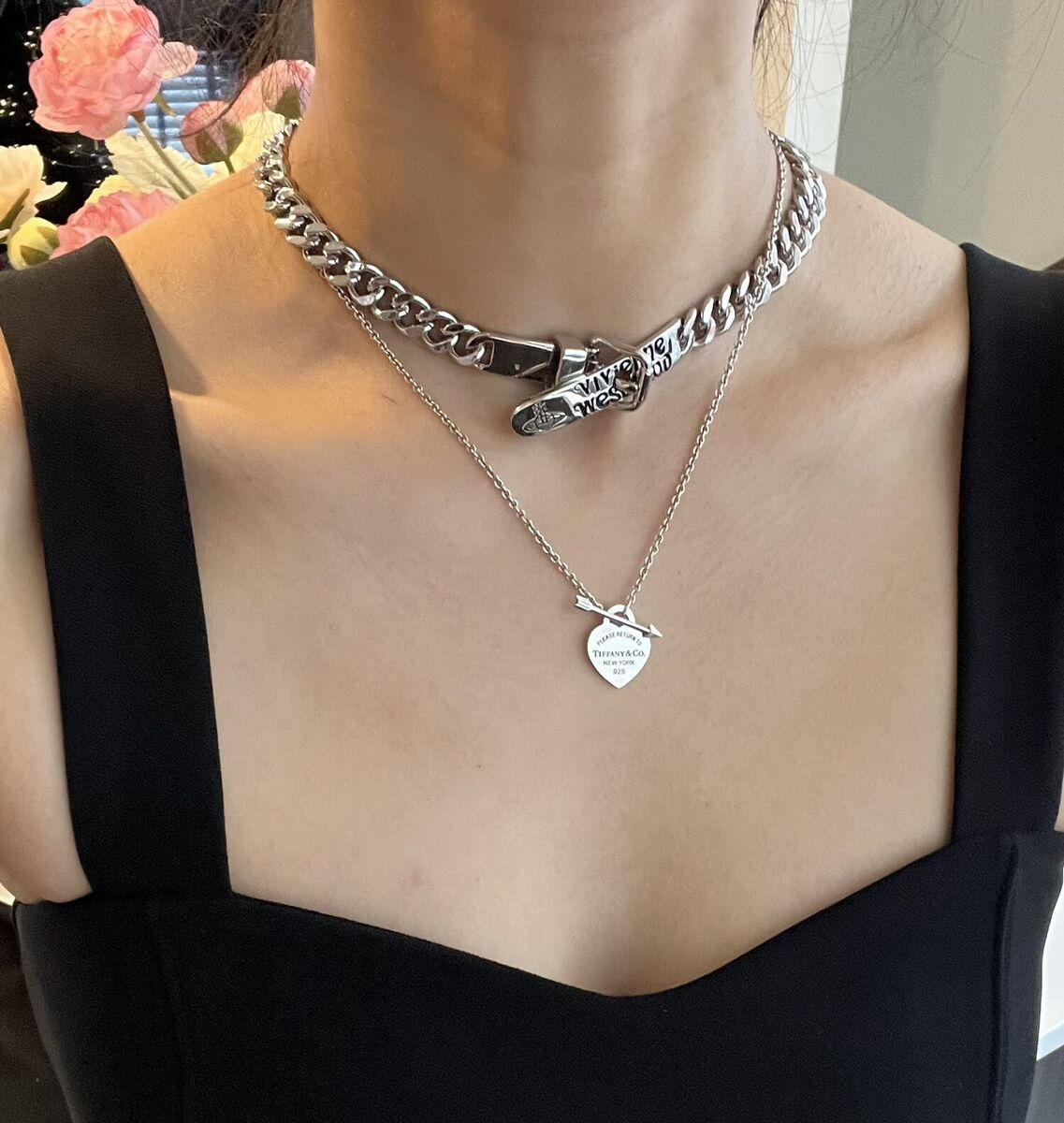 Vivienne Westwood Punk Hip Hop Belt Silver Necklace Chocker Vivienne Westwood Punk Hip Hop Belt Silver Necklace Chocker