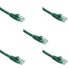 Pack of 5 Cables Snagless 1.5 Foot Cat5e Green Network Ethernet Patch Cable