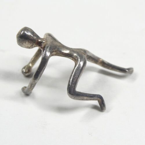 Pendiente Brazalete Oruga Figura Persona Vintage Modernista Plata