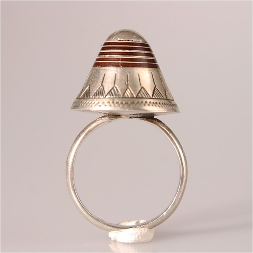 13827 # Feine Tuareg Silberring Silber Ebenholz Agadez Niger - Bild 2 von 6