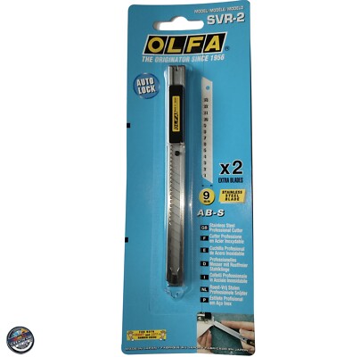 Olfa Cutter de luxe knife 9 mm SVR-2 Edelstahl Halter auto-look 1 x 59° Klinge