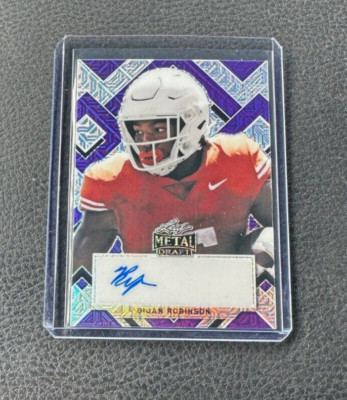2022 Leaf Metal Draft Bijan Robinson Rookie Purple Mojo Auto 6/10