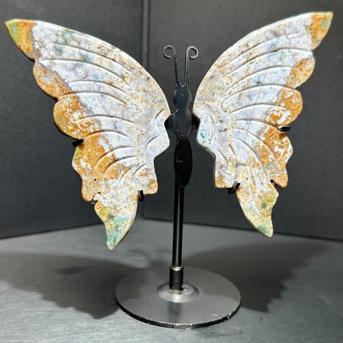 156G Natural Marine jasper crystal Handcarving Butterfly Wings Reiki healing - Picture 10 of 12