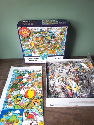 Buffalo Games 1000 Pc Puzzle Cartoon World Landmarks of the US Complete