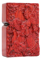 Natural Rosewood Carved Warrior Yun Lighter Box For Zippo Insert Kit(Case Only)