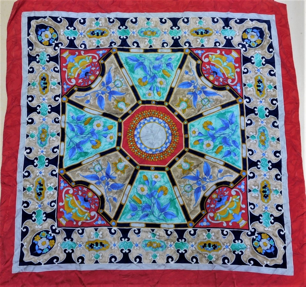 FOULARD 100% PURA SETA SILK SOIE VINTAGE DONNA (205) 86cm x 86cm