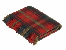 Tartan Plaid- Merino Lambswool Throw Blanket- Dark Maple Tartan - Made in Engla