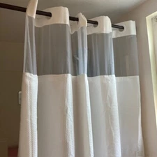 No Hook Shower Curtain with Snap in Liner Set Less Time Waffle Shower Curtain fo