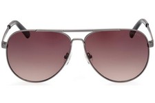 Guess GU00059 09F Silver Matte Aviator Sunglasses Metal Frame 62-12-140 GU00059