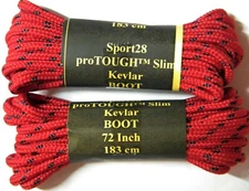 2 pair pack- Red w/ Black, ProTOUGH(tm) Slim Kevlar Reinforced, Boot Laces