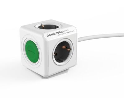 allocacoc PowerCube Switch Extended, schaltbare 4 fach Steckdose mit 1,5 m Kabel