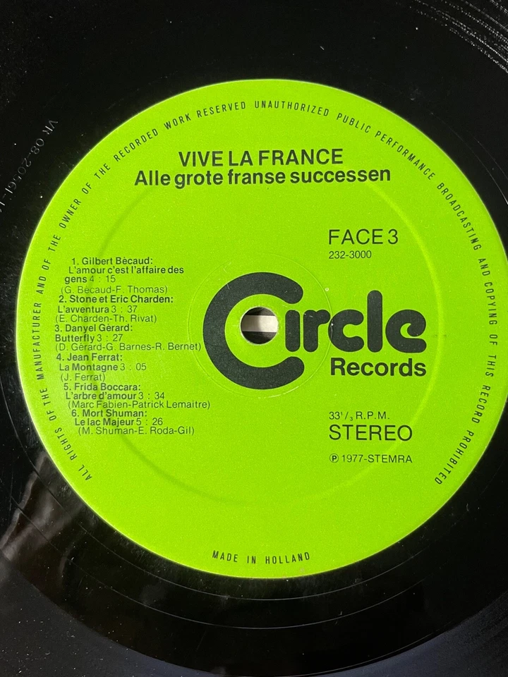 Vive La France 1 - Alle Grote Franse Successen (Holland) Double-LP Vinyl - Image 4 of 4