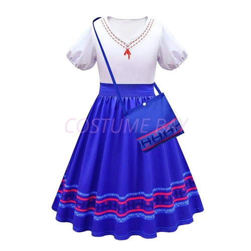 Girls Encanto Costume Mirabel Isabelle Princess Dress Bag Book Week Halloween AU - Picture 19 of 40