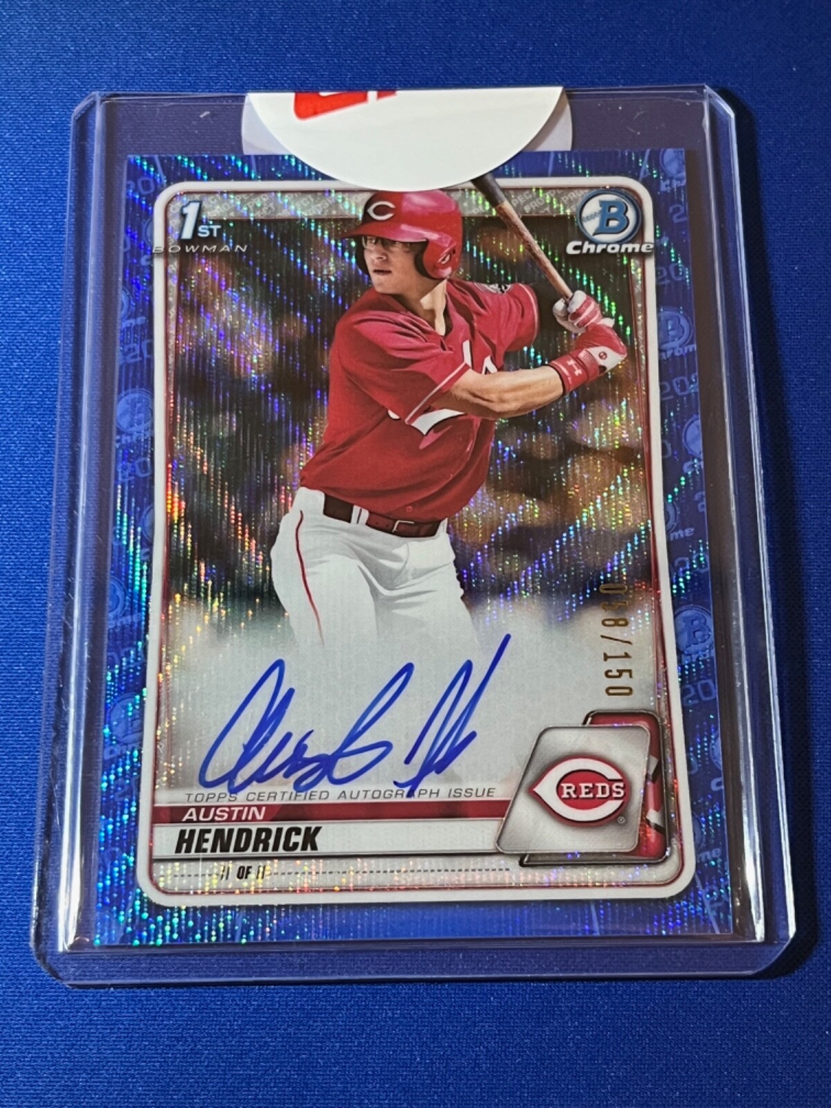 2020 Bowman Draft Chrome Austin Hendrick #CDA-AH Blue Wave Refractor AUTO /150