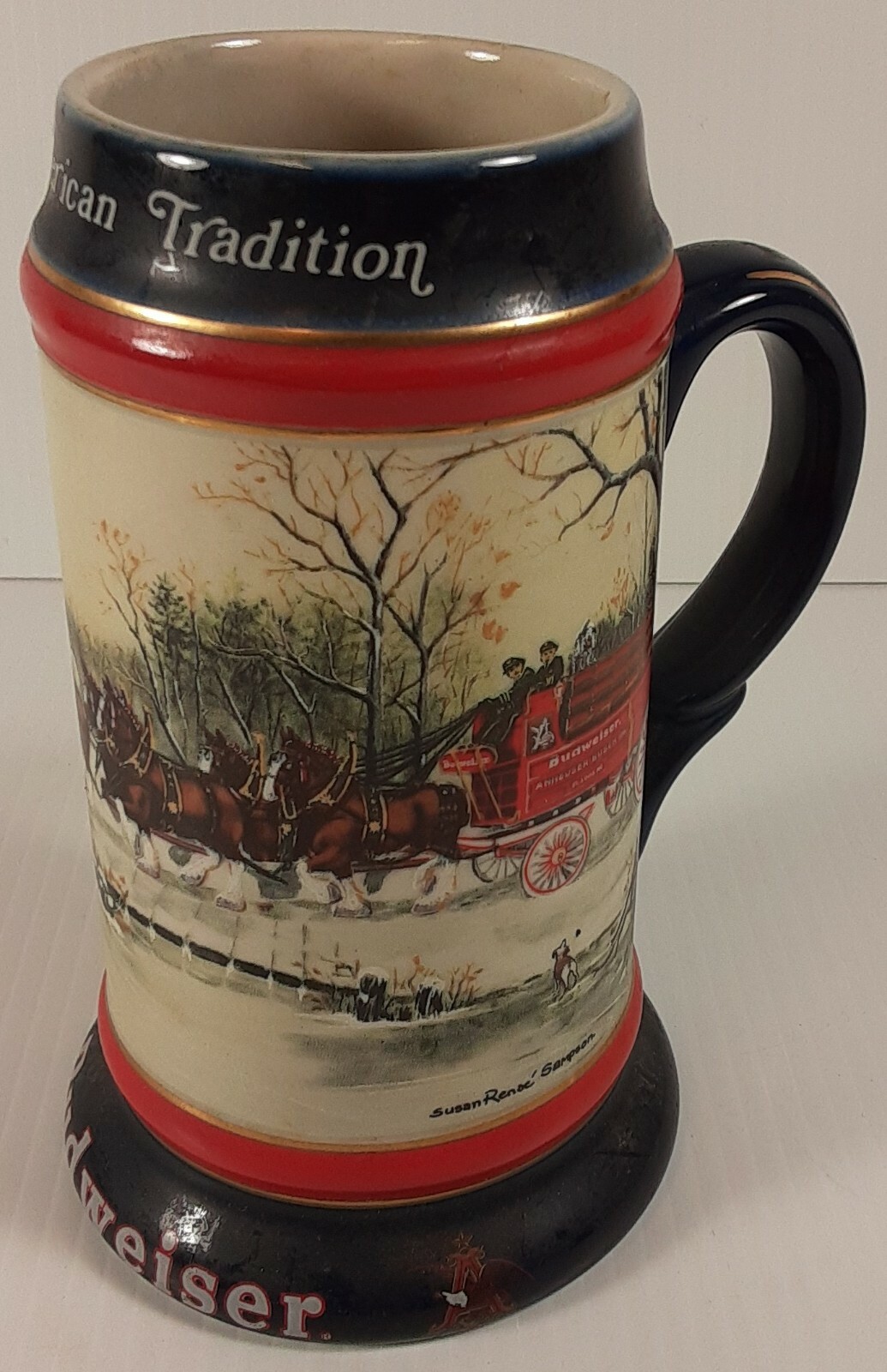 Budweiser Beer Stein 1990 Christmas An American Tradition Breweriana