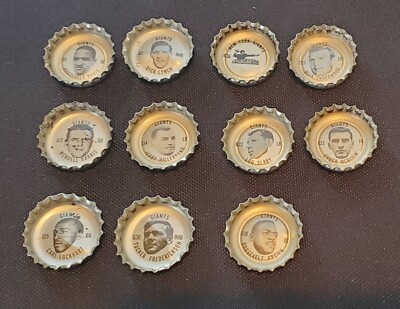 1966 Coke Sprite Tab New York Giants Bottle Caps Lot 11 Logo Lockhart Brown