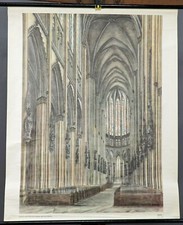 Schulwandkarte Rollbild Architektur Baustil der Gotik Kathedrale Gotteshaus