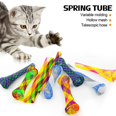10x Cat Spring Toy Jumping Catcting Toy Pet Colorful Interactive Telescopic Tube