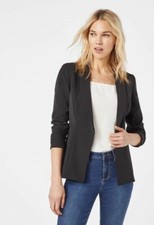 Justfab - Ruched Sleeve Black Blazer Size Uk 18 / 2xl Brand New