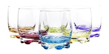 Vibrant Splash Water Beverage Lowball Drinking Glasses, 9.75 Ounce, Set of 6