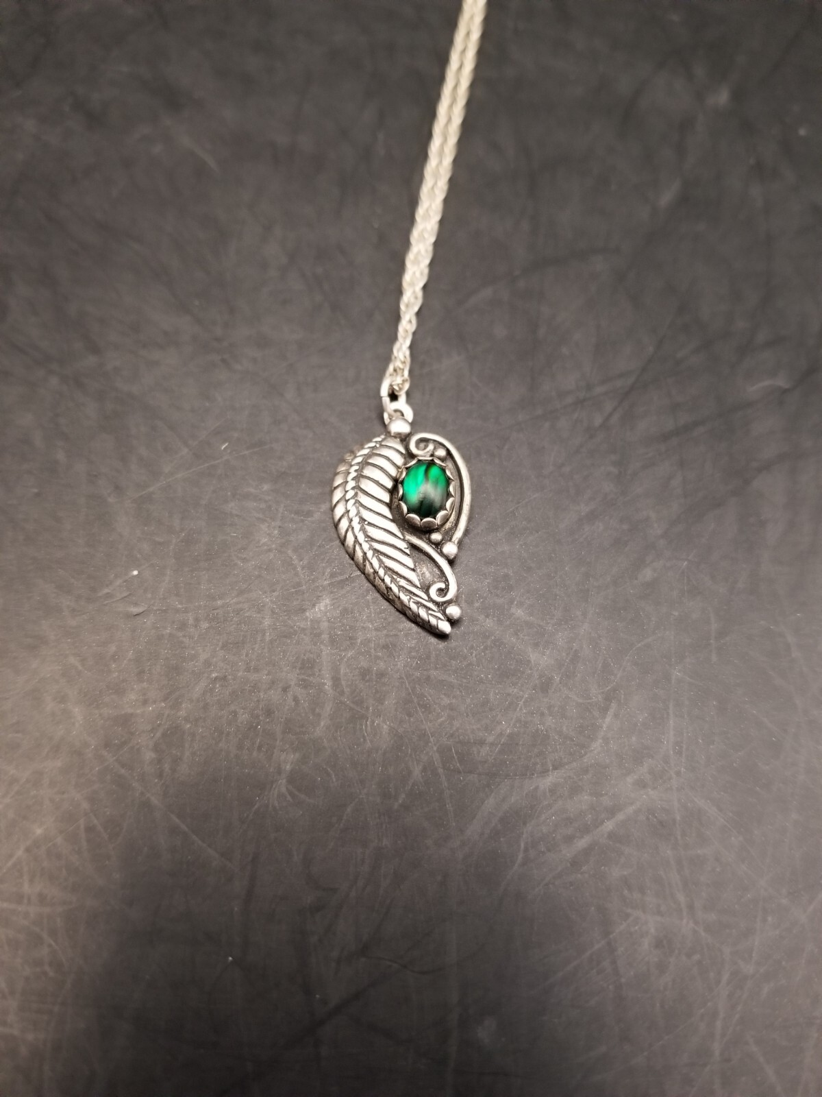 Native Signed Sterling Silver Green malachite Sto… - image 1