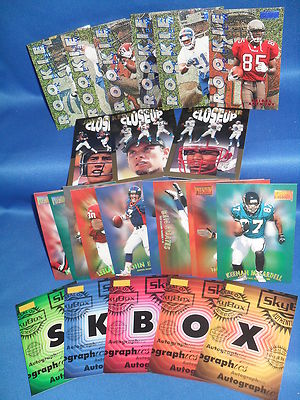 1997 SKYBOX FOOTBALL - PREMIUM INSERTS (3) UP CLOSE (6) ROOKIE PREVIEW CARDS