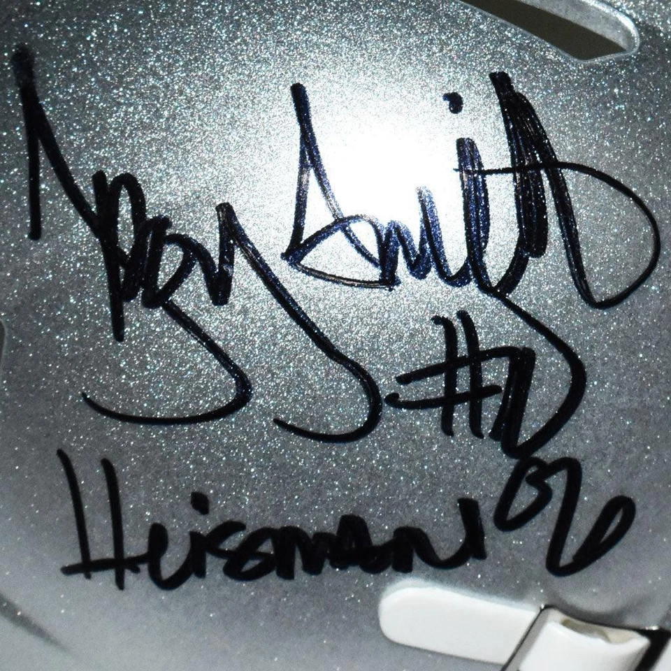 Troy Smith Firmado 06 Heisman Inscripción Ohio State Buckeyes Velocidad Mini Réplica Foto 2 de 4