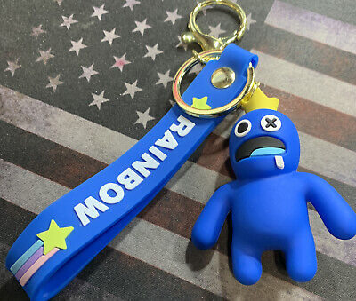 Cartoon Rainbow Friends PVC Car Bag Keychain Decoration Blue