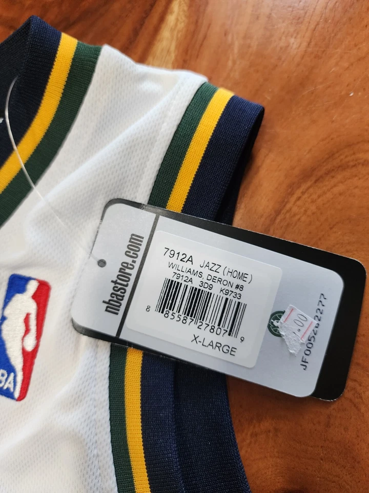 Camiseta De Colección Deron Williams Adidas Utah Jazz Auténtica Talla:xl Nueva Con Etiquetas Xlarge +2 Foto 3 de 4