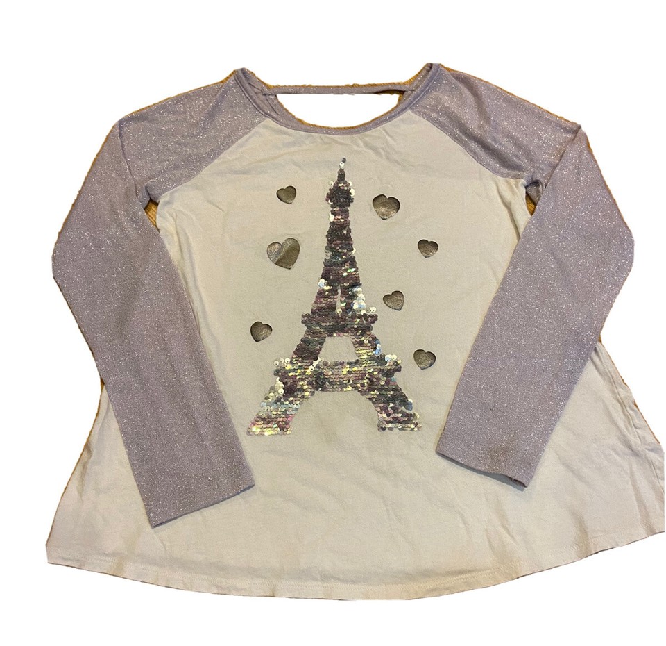 Wonder Nation Little, Big & Plus Size Girls' Flip Sequin Long Sleeve T-Shirt, Medium (12 ct