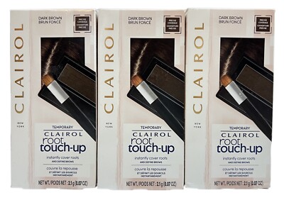 (3) Clairol Temporary Root Touch Up Concealing POWDER - DARK BROWN Hair Color