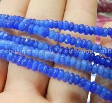 Faceted 2x4mm Blue Jade Abacus Gemstone Rondelle Loose Beads 15''