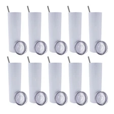 20PCS 20oz Skinny Tumbler Stainless Steel Insulated With Lid&Straw For Engraving