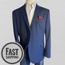 STAFFORD Classic Mens Blazer Sport Coat Two Button Jacket 50R WOOL Blend Suits