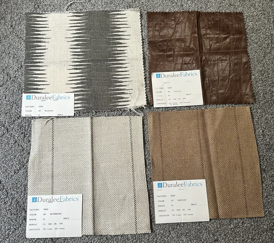 Lot of 9 Fabric Samples Duralee Fabricut S Harris Brown Beige Tan Neutral Crafts - Image 2 of 4