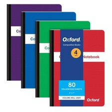 Poly Composition Notebook 4 Pack, Compact Size, 5 x 7 Inches, College Ruled, 80