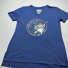 WNBA Minnesota Lynx Men's SMALL BLUE/Grey Crew Neck T-Shirt 100% Cotton Official